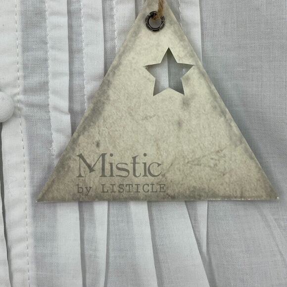 Mistic Prysm Blouse Womens Small White Cold Shoulder Lace Pleated Button Up NEW - Picture 5 of 11